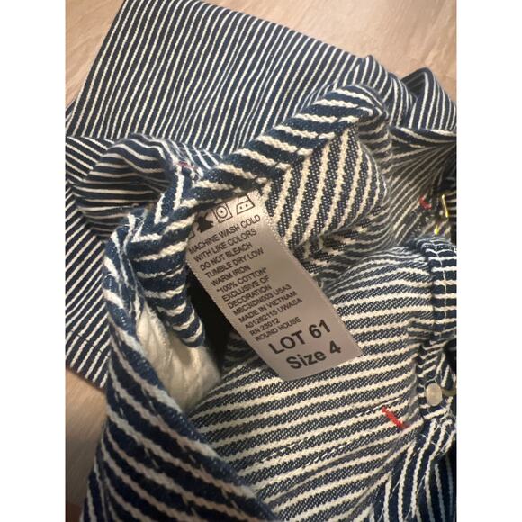 Round House Overalls Children's Navy Hickory Engineer Stripe Classic Size 4 - Picture 5 of 8